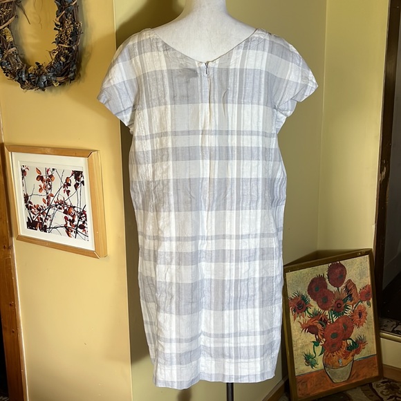 EILEEN FISHER Size Large Plaid Print Midi Tank Organic Cotton Linen breathable - Picture 3 of 15